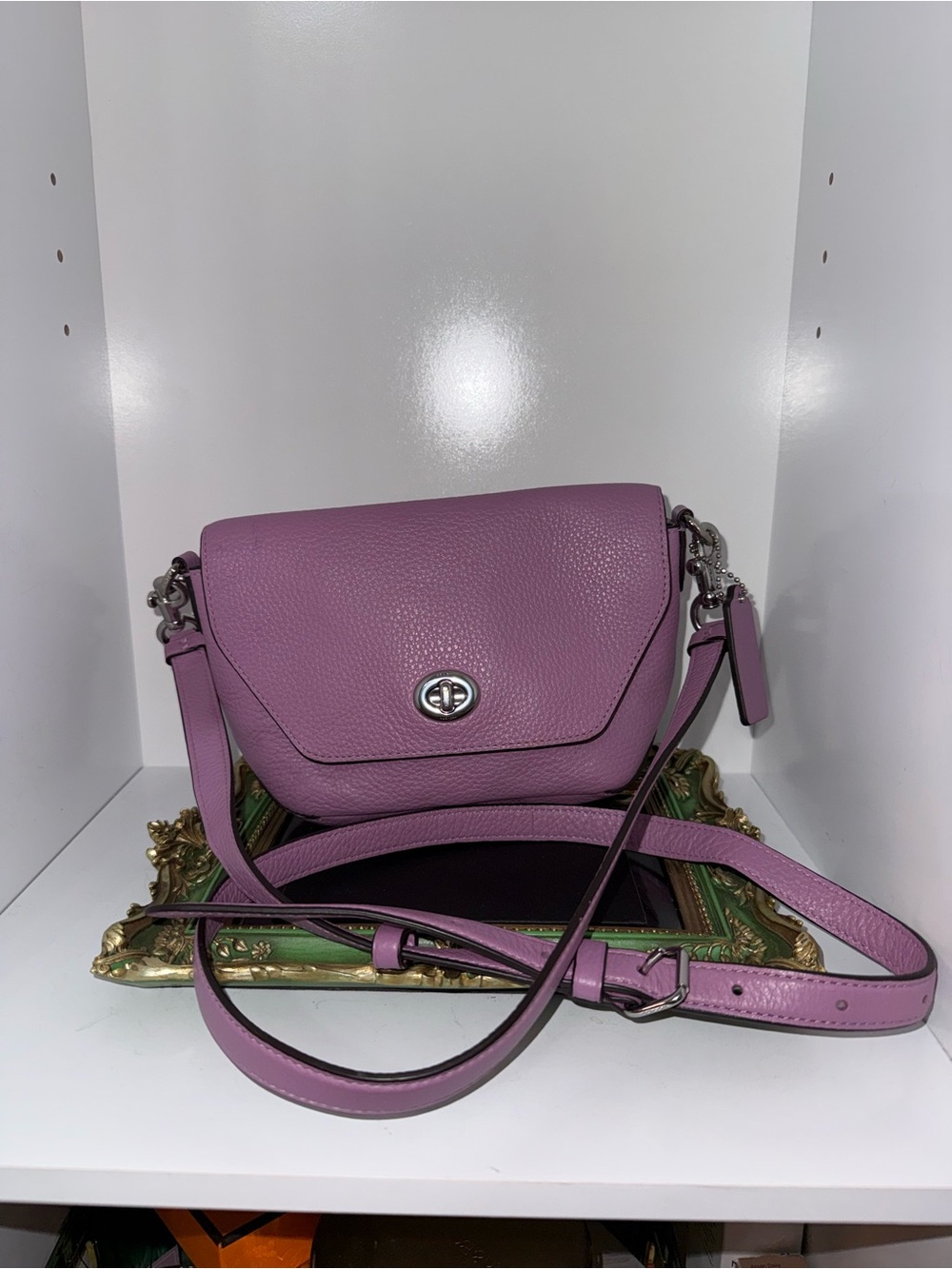 Coach Lilac Pebbled Leather Crossbody Bag